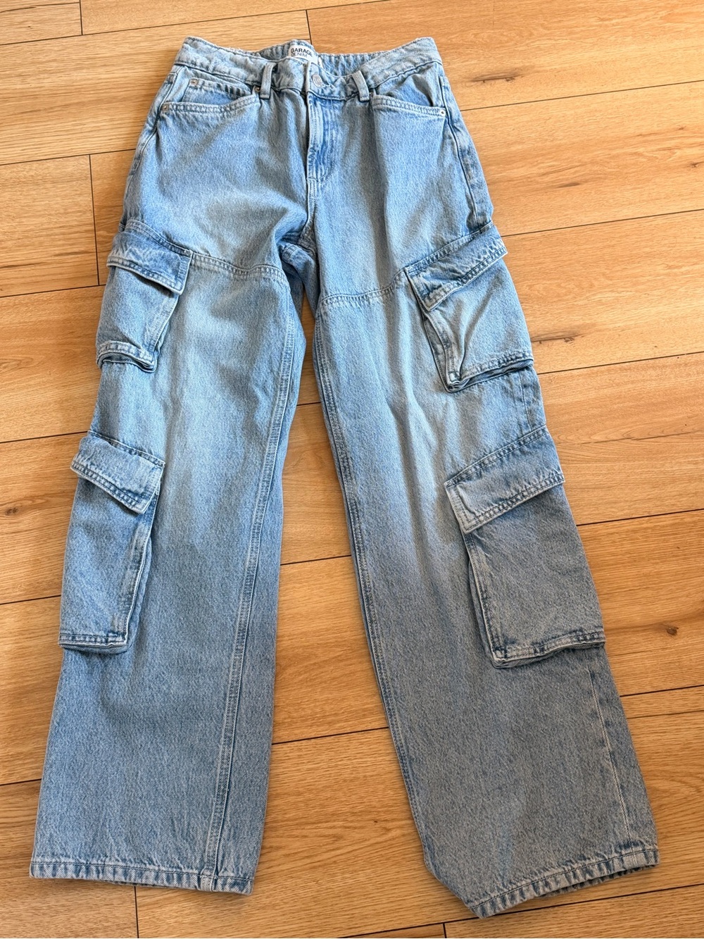 Garage Light Blue Wide-Leg Cargo Jeans